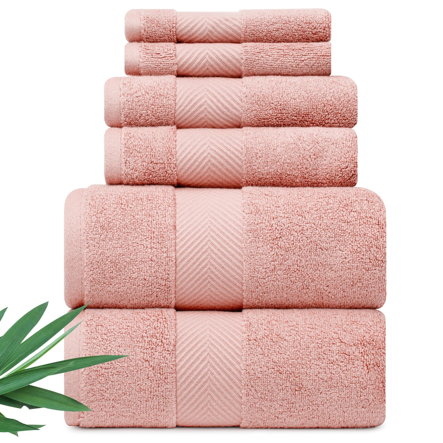 Alusa Home Ultra Soft & Plush Viscose from Bamboo Bath Towels - 700 GSM Luxury Bath Towels - 6 Piece Set - Super Absorbent & Quick Drying (Blush Pink)