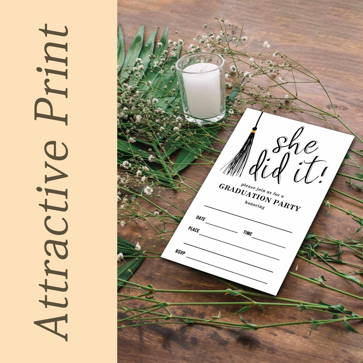 heiyihe 20 Graduation Invitations She Did It Grad Party invitation Grad Celebration for Girls 4x6 Inches Graduation Invitation with Envelopes Party Favor Supplies-A09