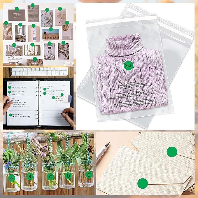 ‎‎WANSTE 10Rolls 10000PCS 0.75 Inch Small Green Sticky Tags, Permanent Sticky Dot Color Code Labels in Dispenser Box,Circle Blank Labels Total for Documents, Inventory,Calendars, CDs,Garage Sales