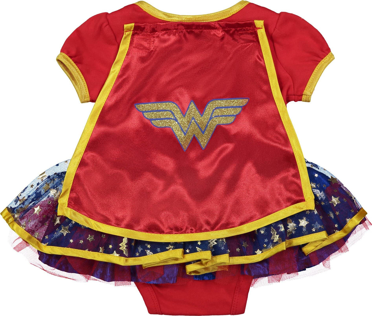 DC Comics Justice League Wonder Woman Newborn Baby Girls Cosplay Costume Bodysuit Dress Cape and Headband Set 0-3 Months