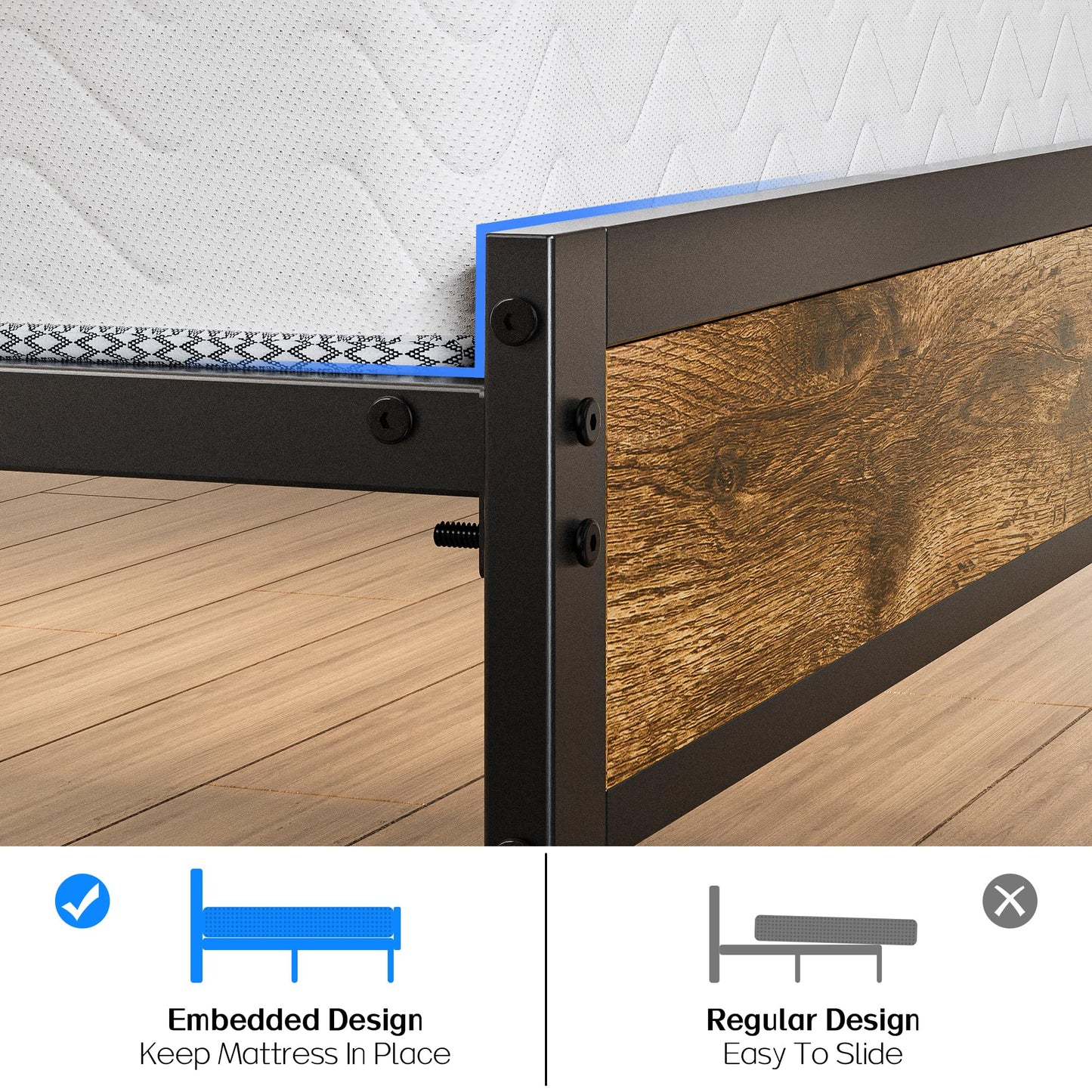 Liians Twin Bed Frame with Storage HeadboardUSB Charging Station, Smart LED Lights, Metal Platform Bed Easy Assembly, No Box Spring Needed