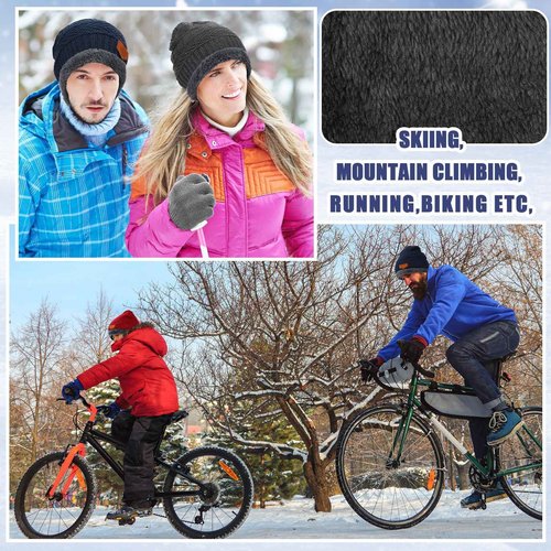 Liitrsh 72 Pcs Winter Beanie Hat Scarf Touchscreen Gloves Set Includes 24 Warm Winter Hat 24 Knit Neck Warmer 24 Touch Screen Mittens with Fleece Lined for Men Women, 6 Colors