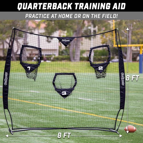 GoSports 8 x 8 ft Football Throwing Net - Black