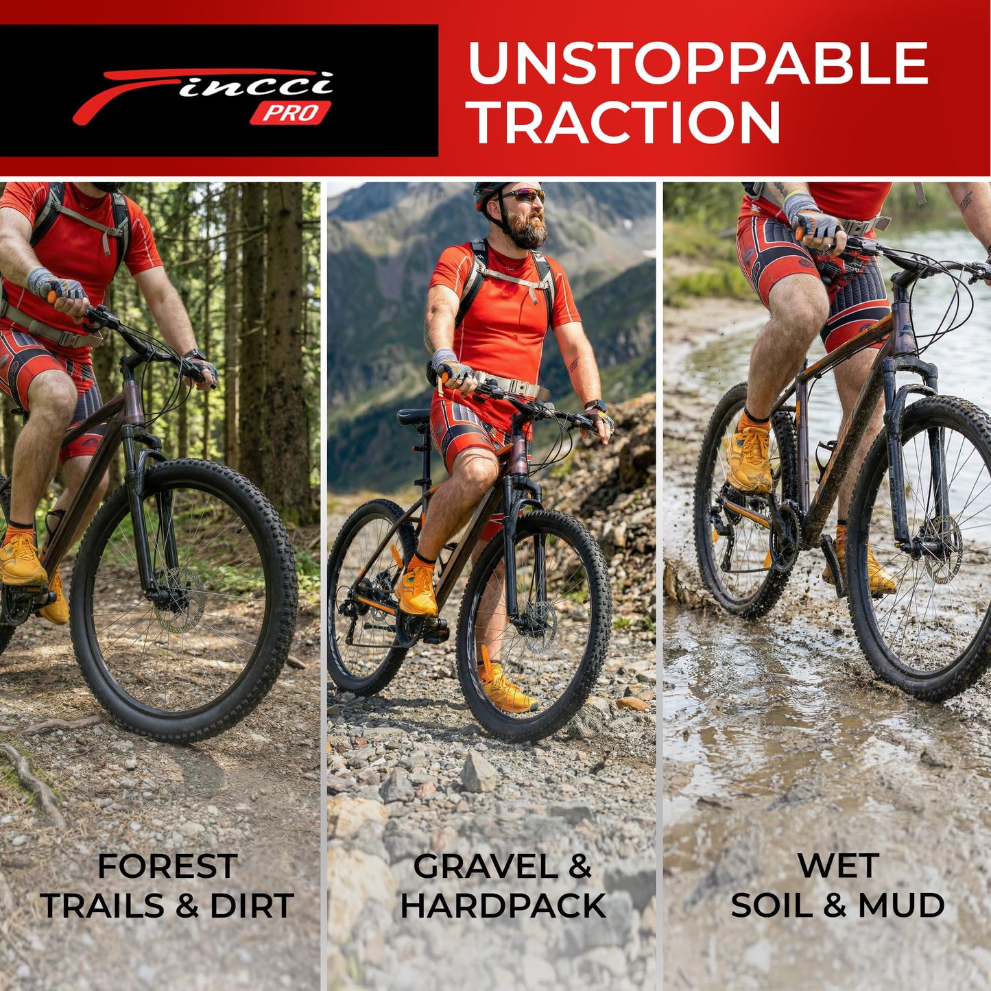 Fincci Maori Tubeless 29x2.4 Mountain Bike Tire - 2er Foldable Aramid MTB Tires 29 with 1mm Nylon Puncture Proof - 120 TPI Black 29 inch Tyre 62-622 for Electric, XC, Enduro, Hybrid Bicycles