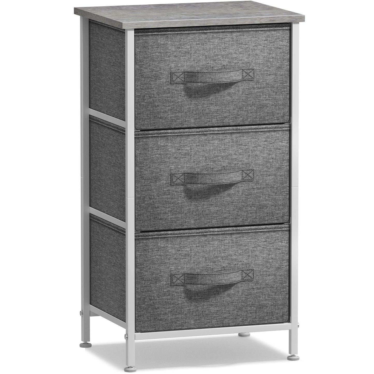 Sorbus Nightstand with 3 Drawers - Bedside Furniture & Night Stand End Table Dresser with Steel Frame, Wood Top, Easy Pull Fabric Bins for Home, Bedroom Accessories, Office & Dorm
