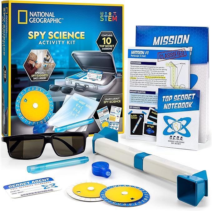 NATIONAL GEOGRAPHIC Spy Science Kit - Kids Spy Activity Set, Complete 10 Secret Missions with Gadgets for Kids and Gear, D...