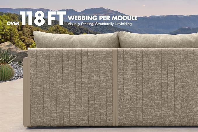 PURPLE LEAF Patio Furniture Set 10 Pieces Patio Seating with Ottoman Sofas Aluminum Furniture Outdoor Couch Sectional Set with Cushions and Aluminum Table Patio Conversation Sets Beige