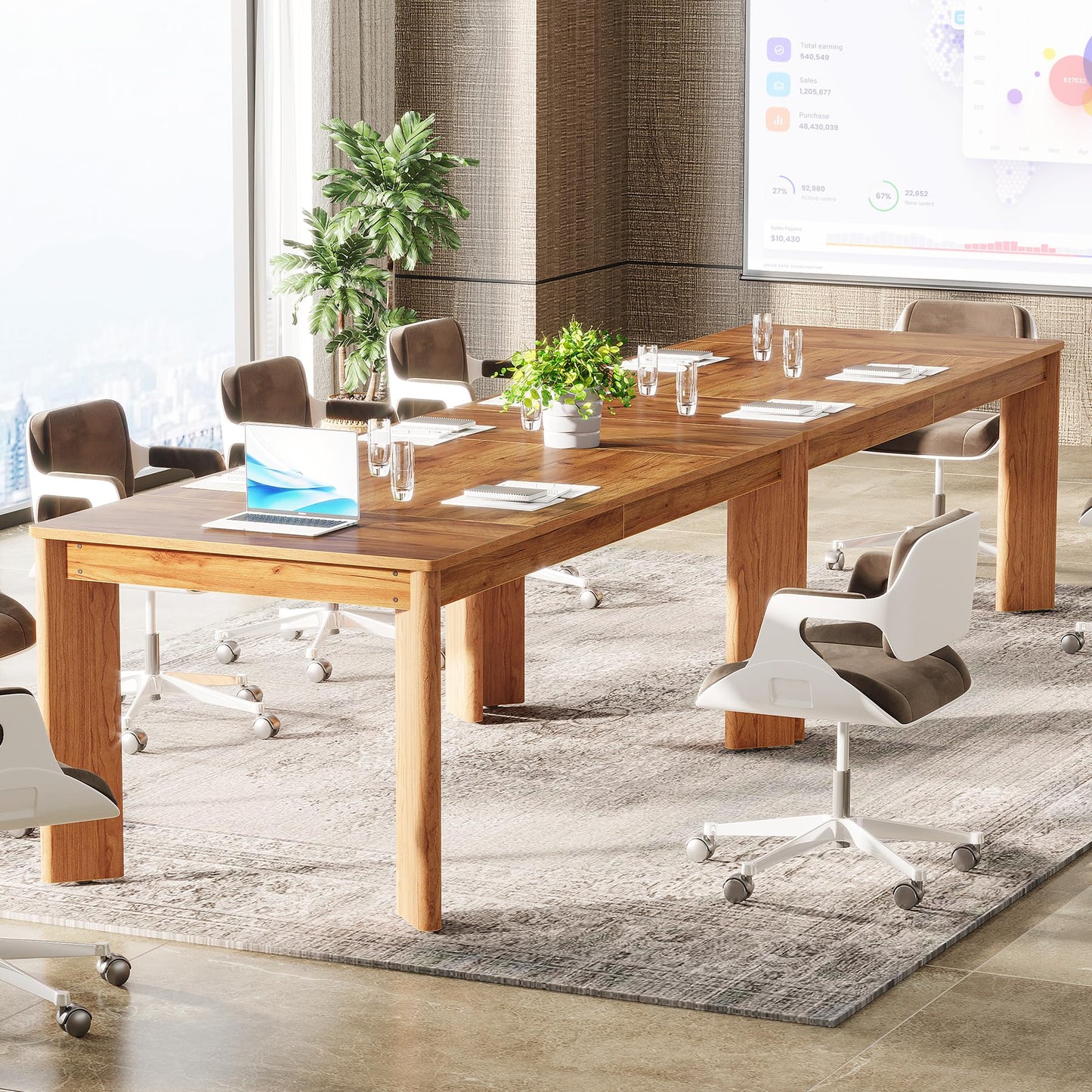 Tribesigns 62-Inch Large Executive Desks, Modern Computer Office Desk, Study Writing Table Home Office Desk Workstation with Thickened Wooden Legs, Brown