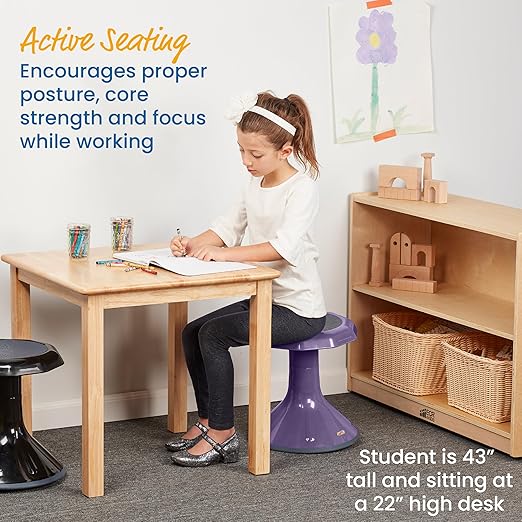 ECR4Kids ACE Active Core Engagement Wobble Stool, 15-Inch Seat Height, Flexible Seating, Eggplant