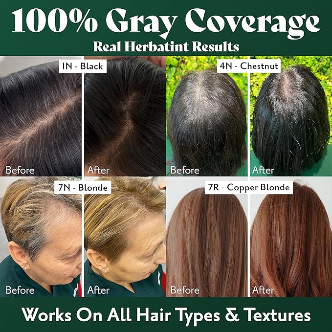 Herbatint Permanent Hair Dye - 8N Light Blonde - For Up To 100% Gray Coverage of Resistant Gray Hair - Ammonia-Free, Alcohol-Free & Vegan - Salon Influenced Hair Color 5.75 fl oz (4 Pack)