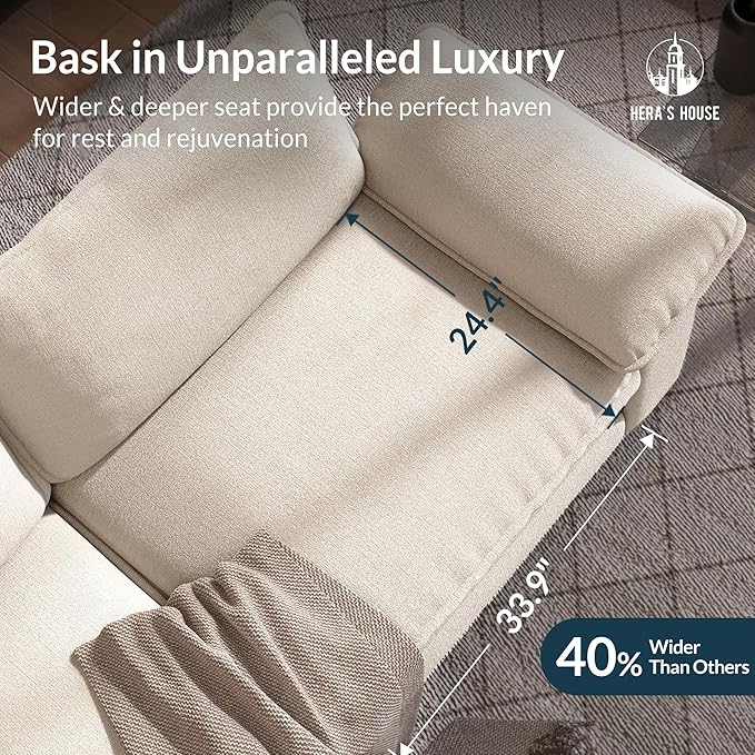 HERA'S HOUSE 158" Modular Sectional Sofa, Oversized U Shaped Couches for Living Room, Comfy Cloud Couch with Ottoman, 6-Seater Deep Seat Sofa with Throw Pillow, Chenille Beige
