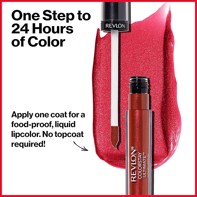 Revlon ColorStay Ultimate Liquid Lipstick, Longwear Rich Lip Colors, Wears for Up to 24 Hours, Satin Finish, 060 Stellar Sunrise, 0.1 fl oz