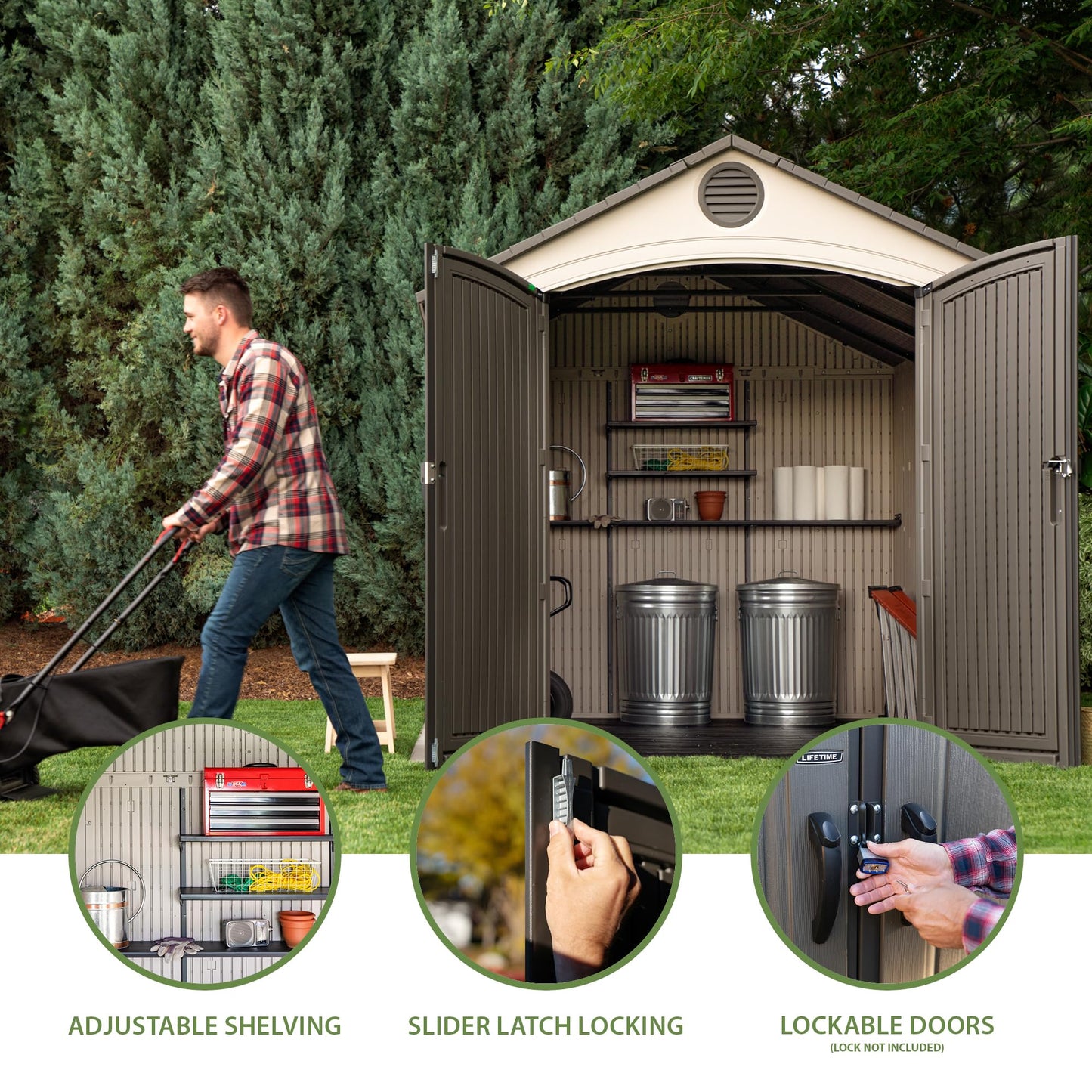 Lifetime 6402 Outdoor Storage Shed, 8 by 12.5 Feet; 2 windows