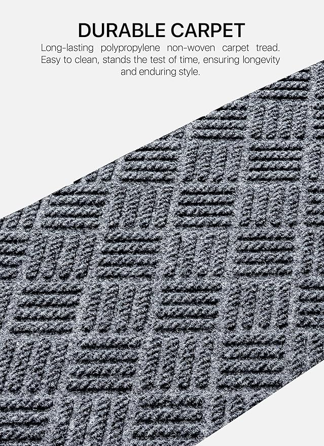 Outdoor Stair Treads Non-Slip 35”x10” (6-Pack) – Carpet Treads with Rubber Backing Diamond Grey