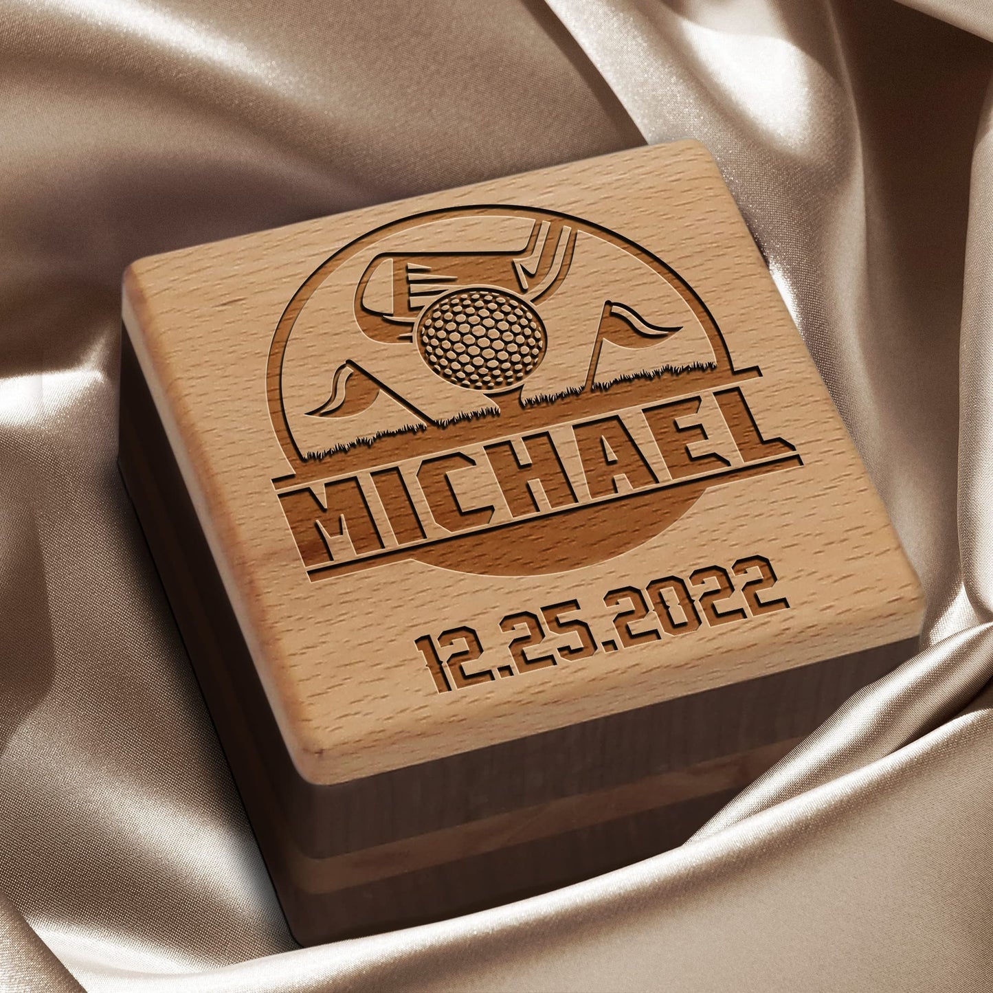 Gladsico Personalized Golf Gift for Golfer - Custom Set with Nice Balls and Luxury Wooden Box Unique Ideas Him, Her, Lover, Coach, Boss, Couple on Anniversary, Birthday, Retirement