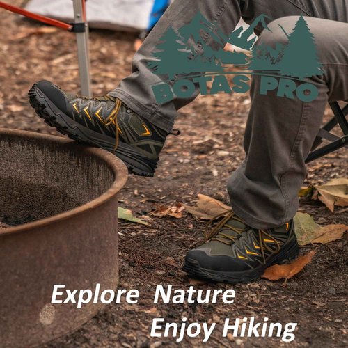 BOTAS PRO Men's Waterproof Hiking Boots, 6 Inch Slip Resistant Light Weight Outdoor Boots(BP22111-10.5)