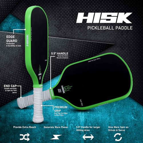 HISK RAV PRO Pickleball Paddle - Ultimate HIGH END 16mm Japanese Toray T700 Raw Carbon Fiber CFS w/Excellent GRIT Roughness Texture, Aero Dynamic Curve, USAPA Approved, Non Slip Grip