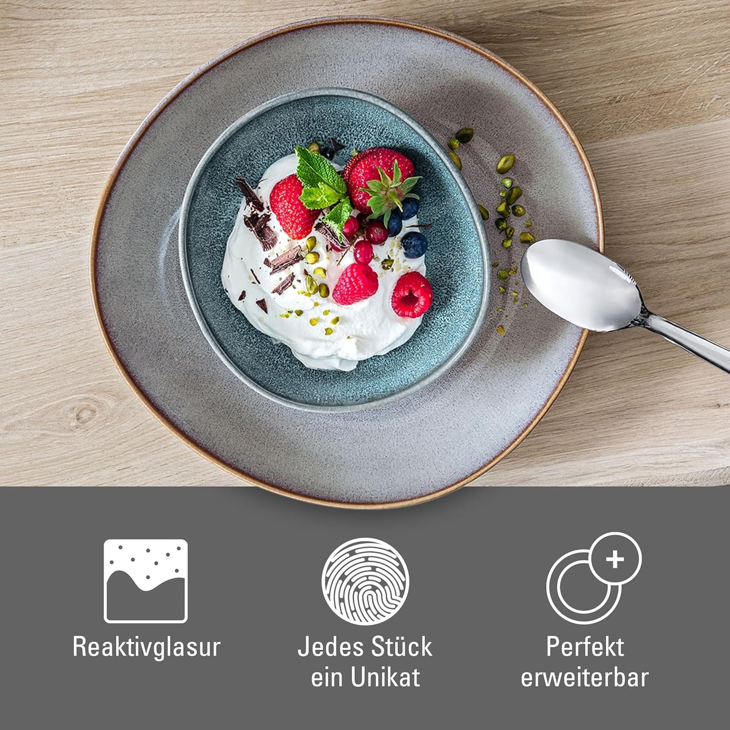 Like. By Villeroy and Boch – Lave Beige Shallow Bowl, 11 x 10.75 x 1.75 in, Beautiful Bowl Made From Stoneware For Side dishes and Larger Meals, Dishwasher and Microwave-Safe