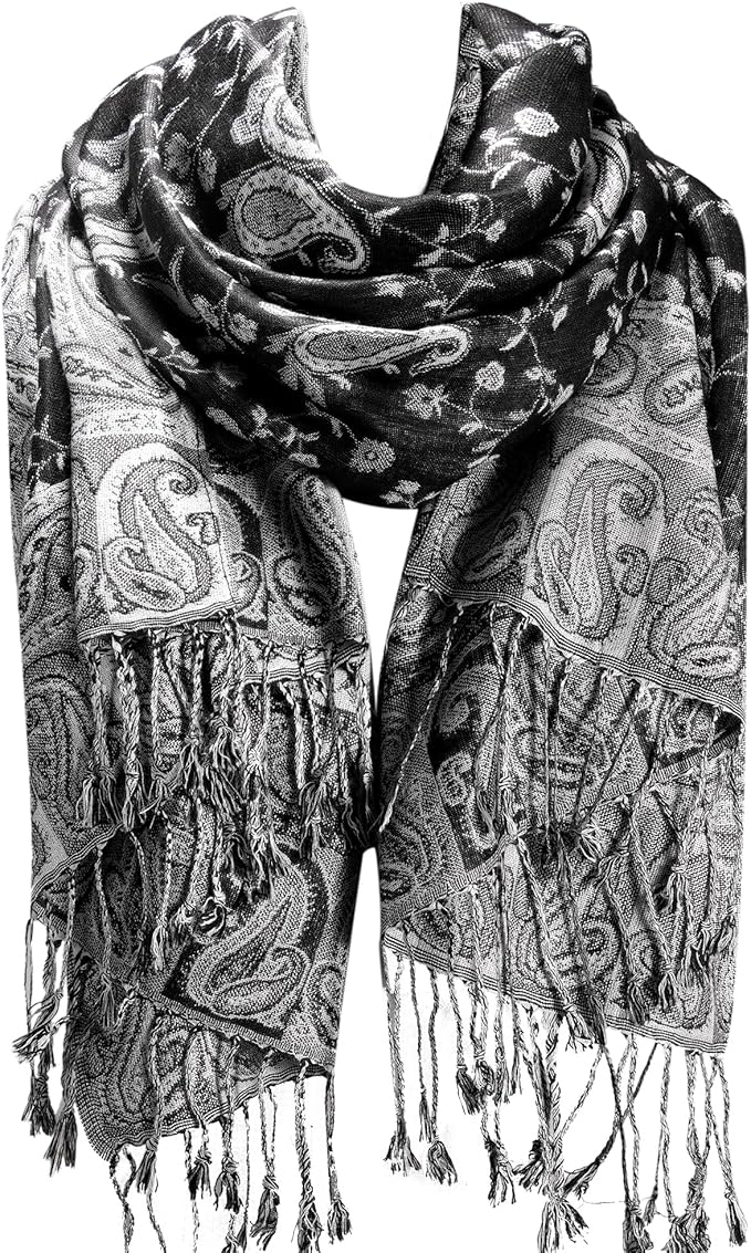 FURTALK Reversible Paisley Pashmina Shawl Wraps for Women Soft Exotic Indian Rave Scarf for Evening Dress Festival Scarves