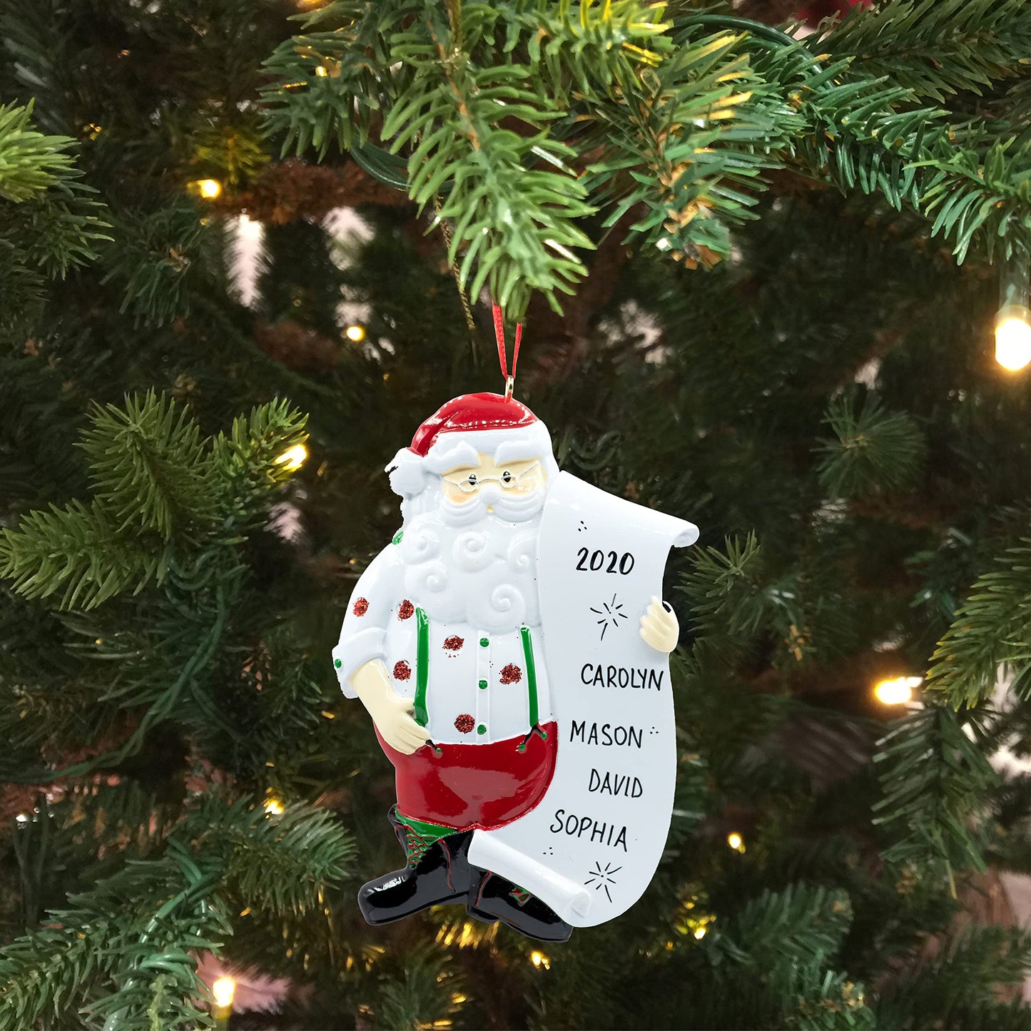 UniqXmas Personalized Santa Christmas Ornament 2025 - Free Customization | Santa Claus with Wish List, Jolly Figurine and Nice List for Xmas Tree | Unique Keepsake - Custom Name & Year