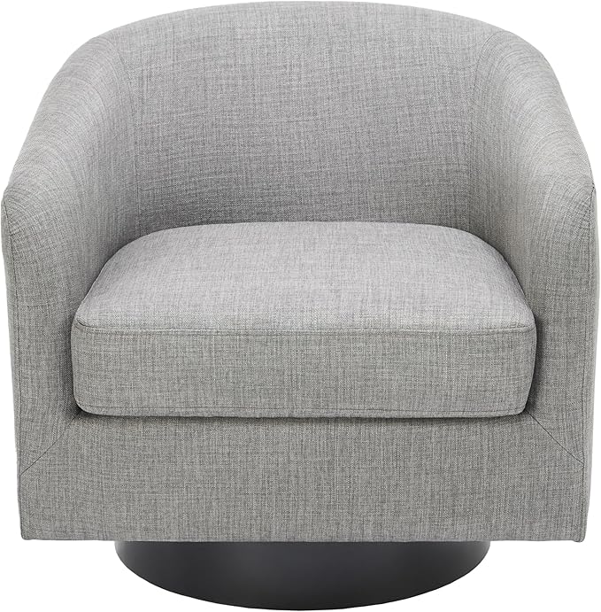 UIXE Swivel Barrel Accent Chair Armchair, Round Club Arm Chair in Fabric for Lving Room, Modern Upholstered Small Bedroom Single Sofa Side Seat, Set of 4, Light Gray