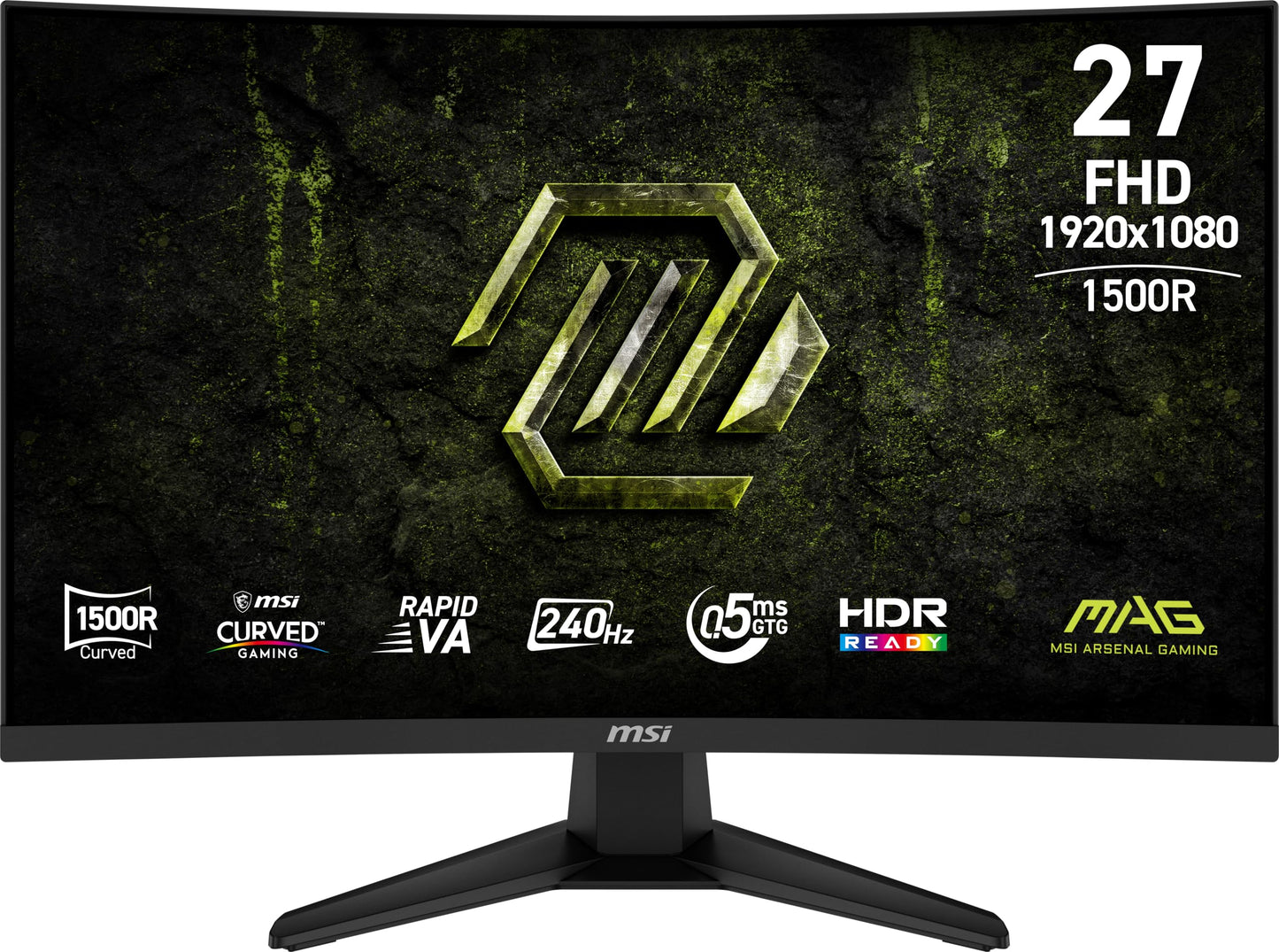 msi MAG 275CF X24 27-inch 1920 x 1080 (FHD) Gaming Monitor, 240Hz, FreeSync Premium, HDR Ready, HDMI, VGA Port, VESA Mountable, Tilt, 4-Side Slim Bezel, 0.5ms, Black