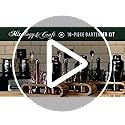 Mixology & Craft Cocktail Shaker Set with Dark Bamboo Stand - Professional 10-Piece Bartender Kit - Complete Bar Set & Coc...