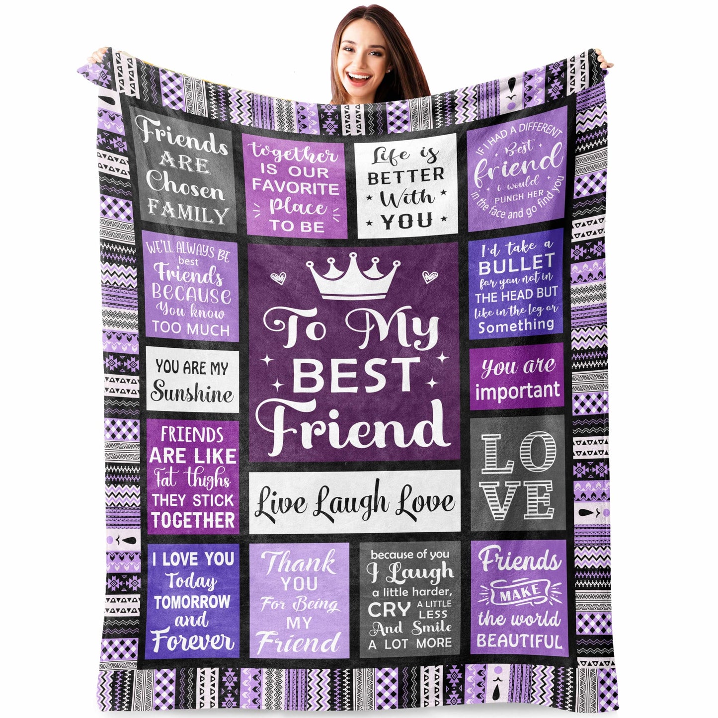 Best Friend Birthday Gifts for Women, Best Friend Blanket 60"x50", Gifts for Best Friend Woman, Bestie Gifts for Women, Friendship Gifts for Women Friends, Christmas Throw Blankets Gifts for Friends