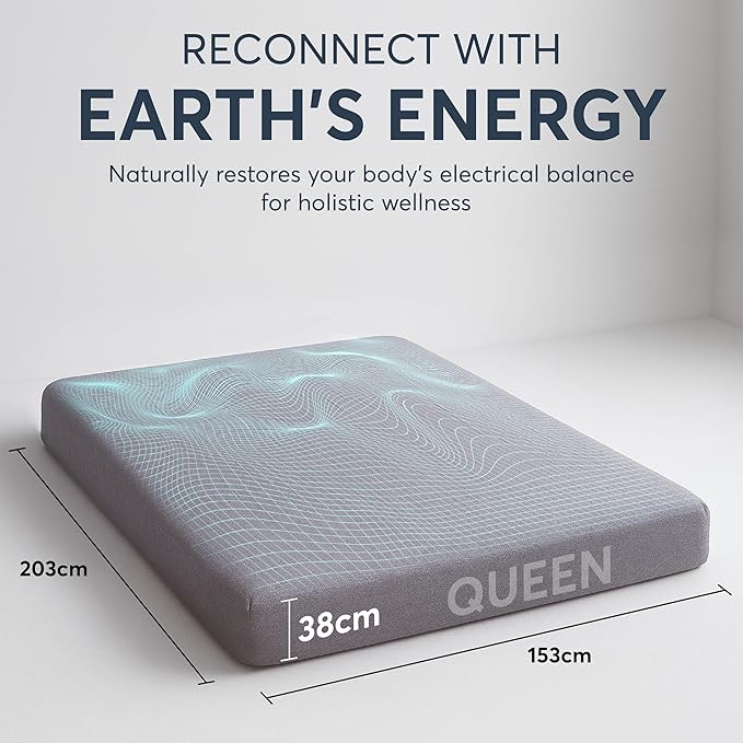 Emberix Grounding Sheets Queen Size, 12% Pure Silver Fiber Earthing Bed Sheet, 88% Cotton Naturally Soft & Cooling, Grounded Bed Sheets with Eye Masks & Ear Plugs for Rest & Wellness (Gray)