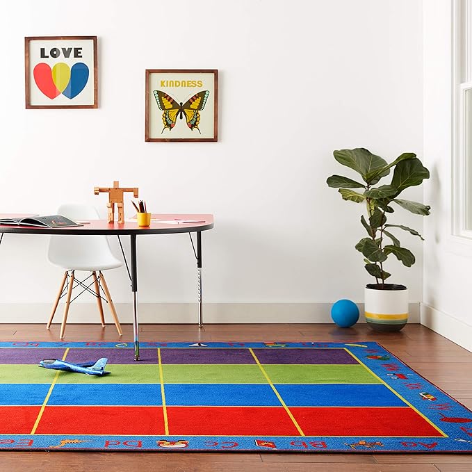 KIDCARPET.COM ABC Rainbow Seating Classroom Rug with 24 Seats, 7'6" x 12' Rectangle, Educational Classroom Rug, Kids Learning Play Mat | Area Rug for Bedroom or Playroom