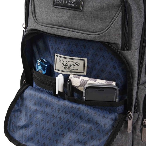 ORIGINAL PENGUIN Backpack, Grey Crosshatch, 19"
