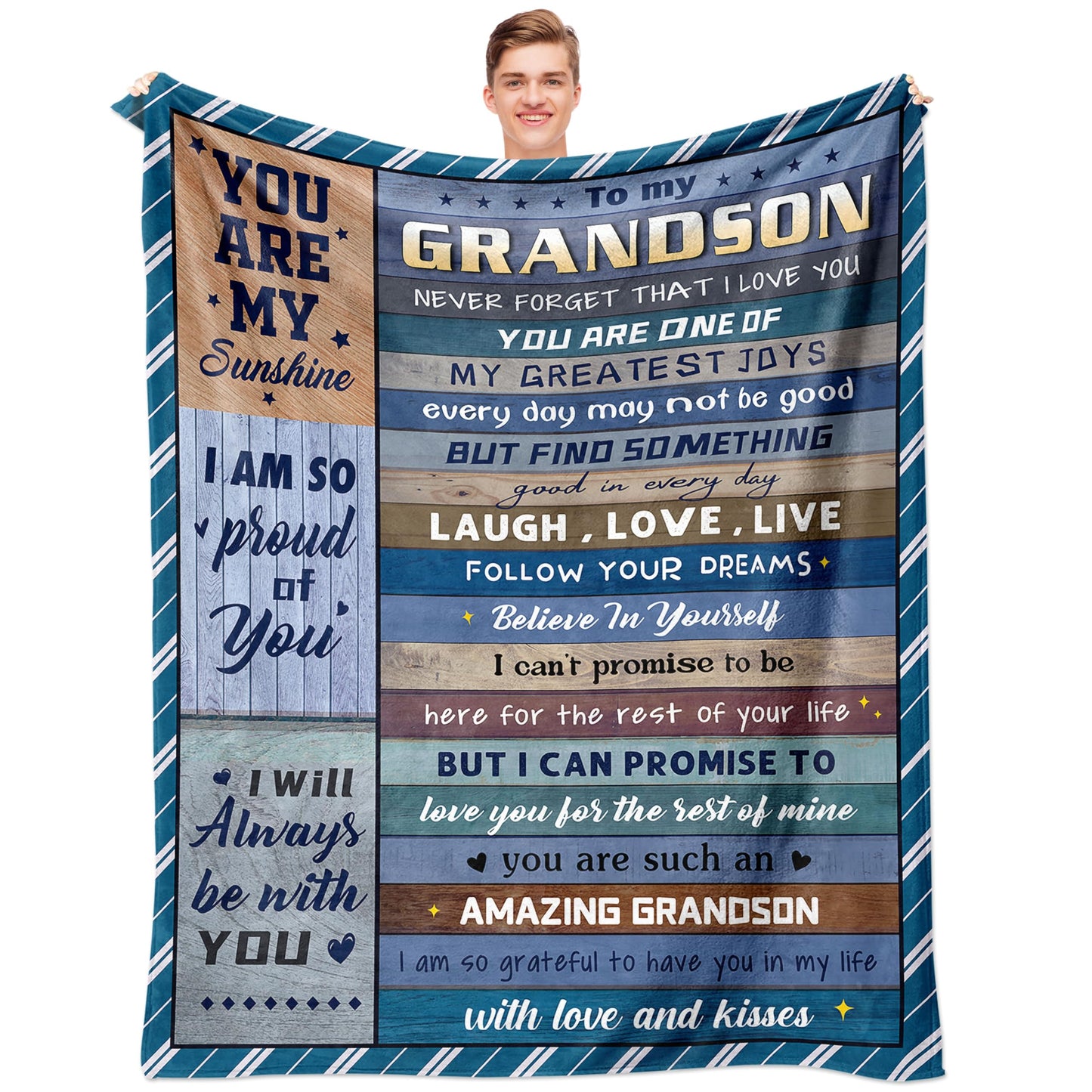 NORGOPRON Grandsons Gifts from Grandma/Grandpa/Grandparents/Nana, Gifts for Grandsons, Grandson Birthday Graduation Gift, to My Best Grandson Gift Throw Blanket 60"x50"