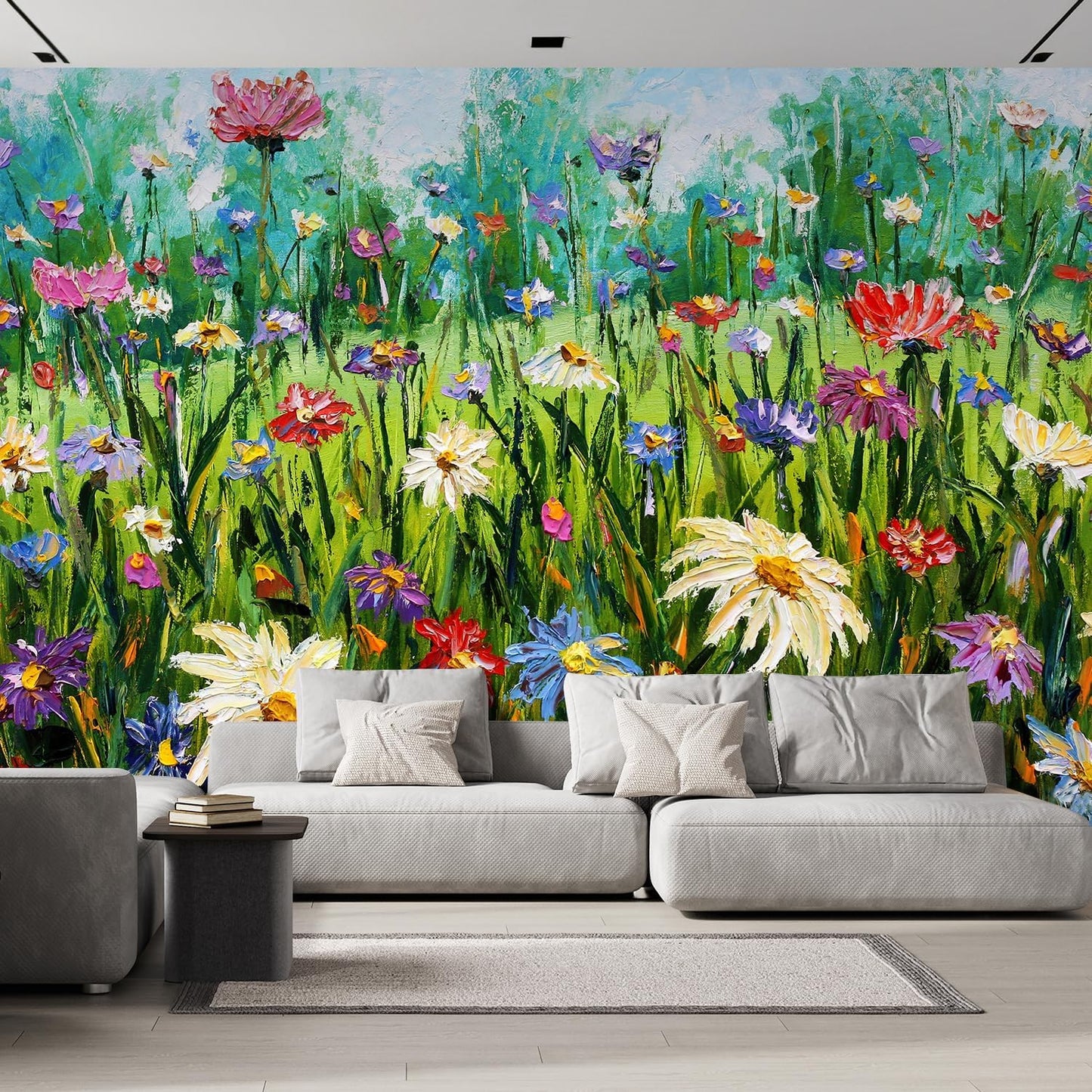 wall26 Wall Sticker/Wall Mural Wildflower Abstract, Not Peel and Stick, Non-Woven Wallpaper Decorative for Bedroom, Living Room,Office - 132x120 inches