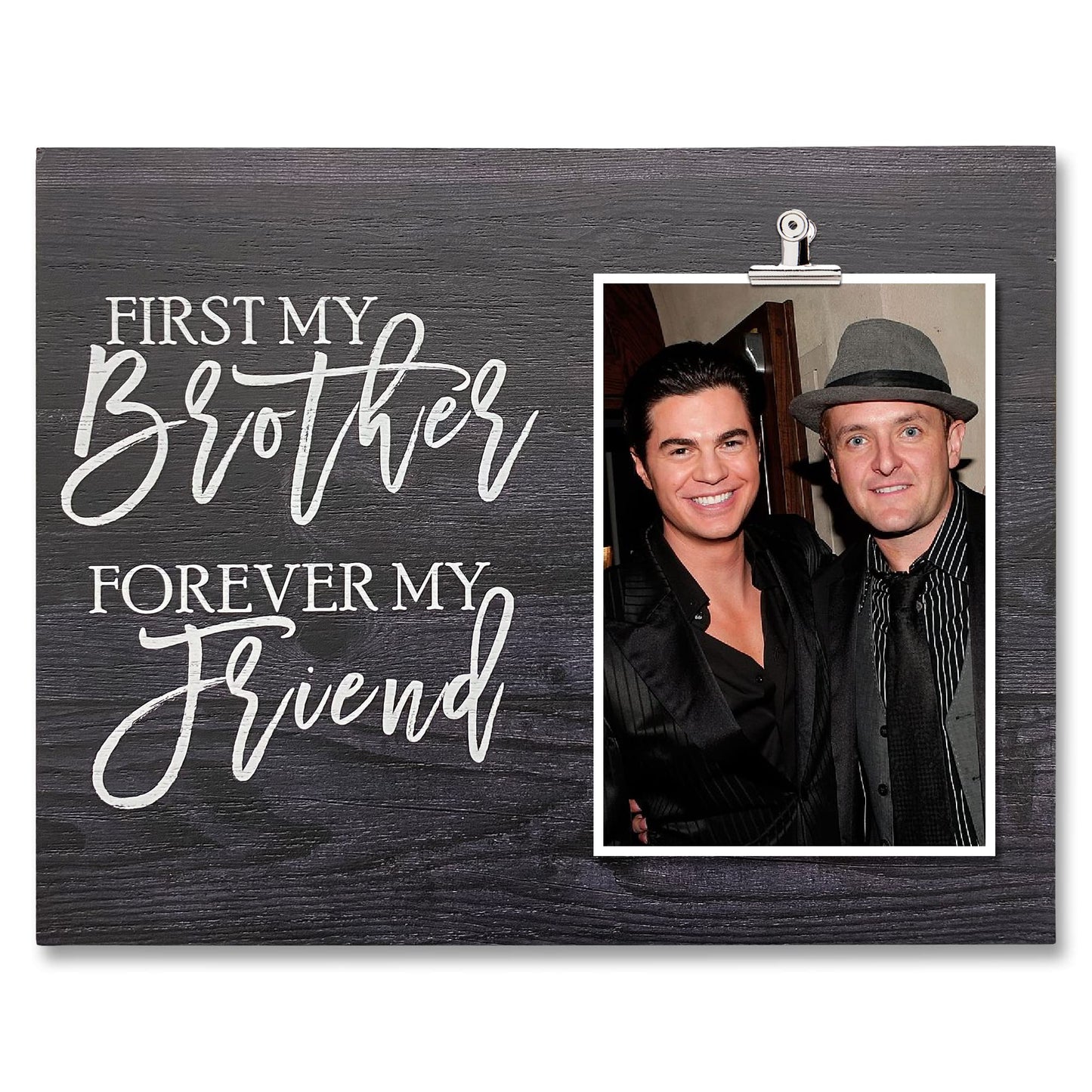 ZENNLAB Brother Picture Frame Holds 4x6 Photo, Rustic Black Wood Frame, 9.84 x 7.87 inches for Brother from Sister