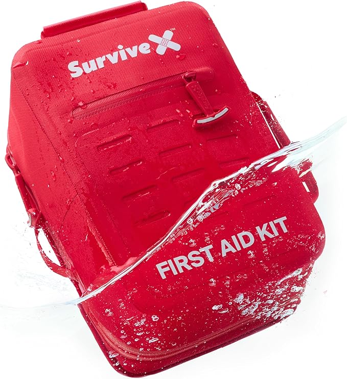SurviveX Large Waterproof First Aid Kit for Car, Travel & Home - Emergency Kit for Hiking, Camping, Backpacking and Outdoo...