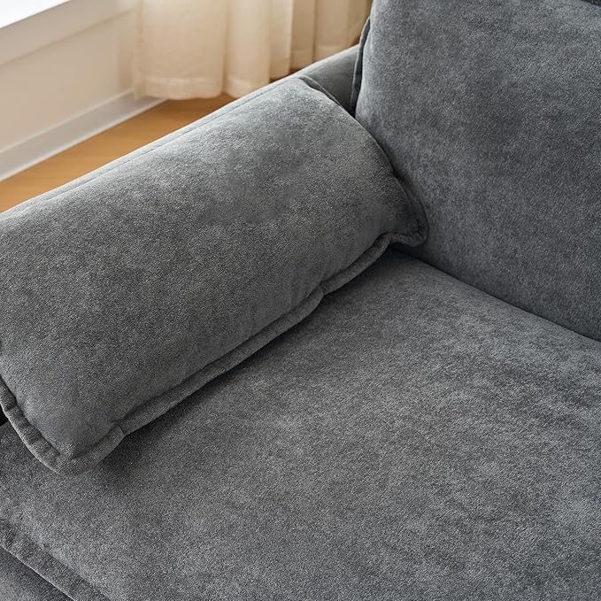RENDGO 109" Modular Sectional Sofa with 2 Ottoman, Chenille Cloud Couch for Living Room & Apartment, Deep Seat Comfort, Flexible U-Shape Combination Sofa for Home & Office,Grey