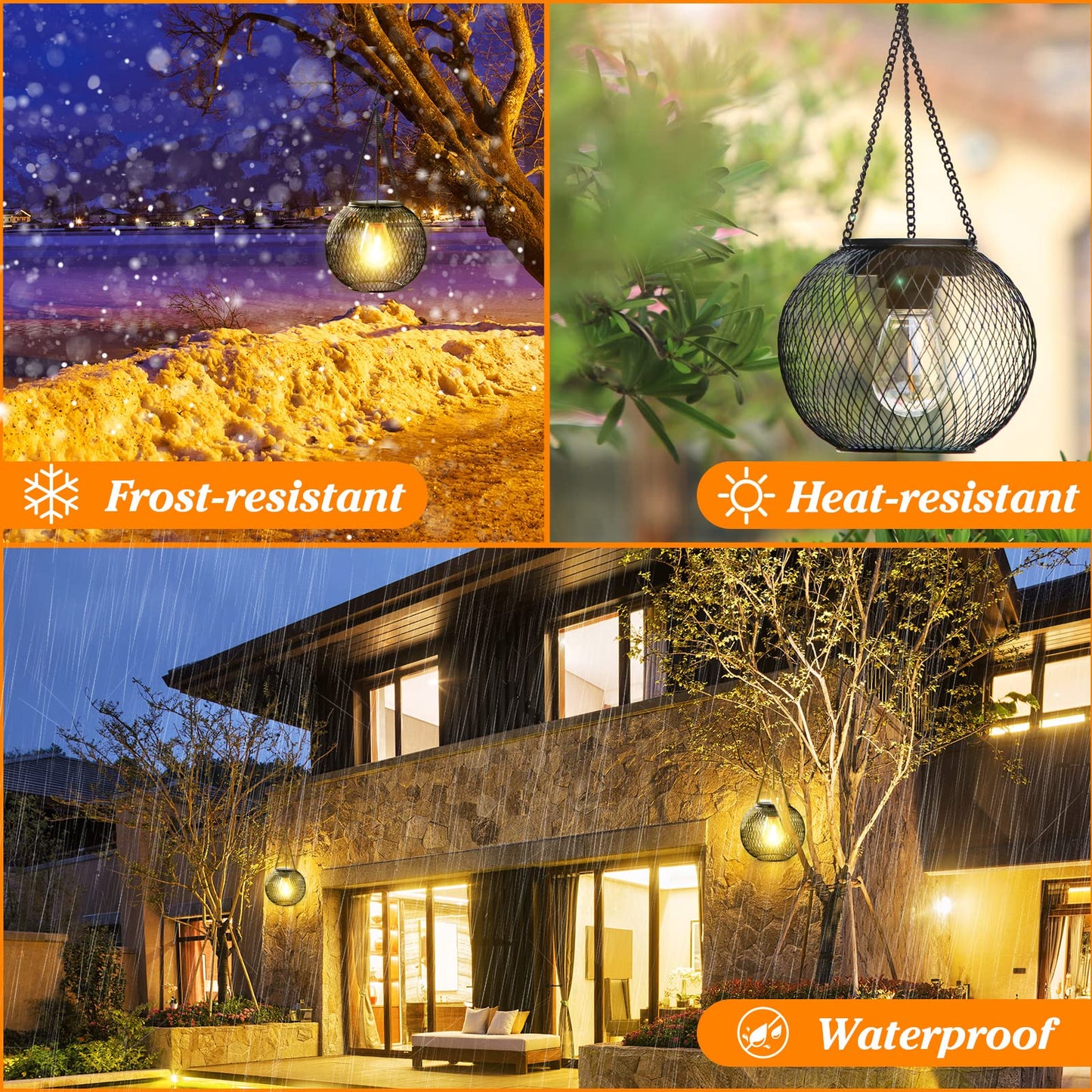 Solar Lantern Outdoor Waterproof, KagoLing Upgraded Hanging Solar Lights Outdoor Garden Decorations Decorative Lighting Solar Powered Waterproof Tree Lantern for Garden Yard Patio Pathway, 2 Pack