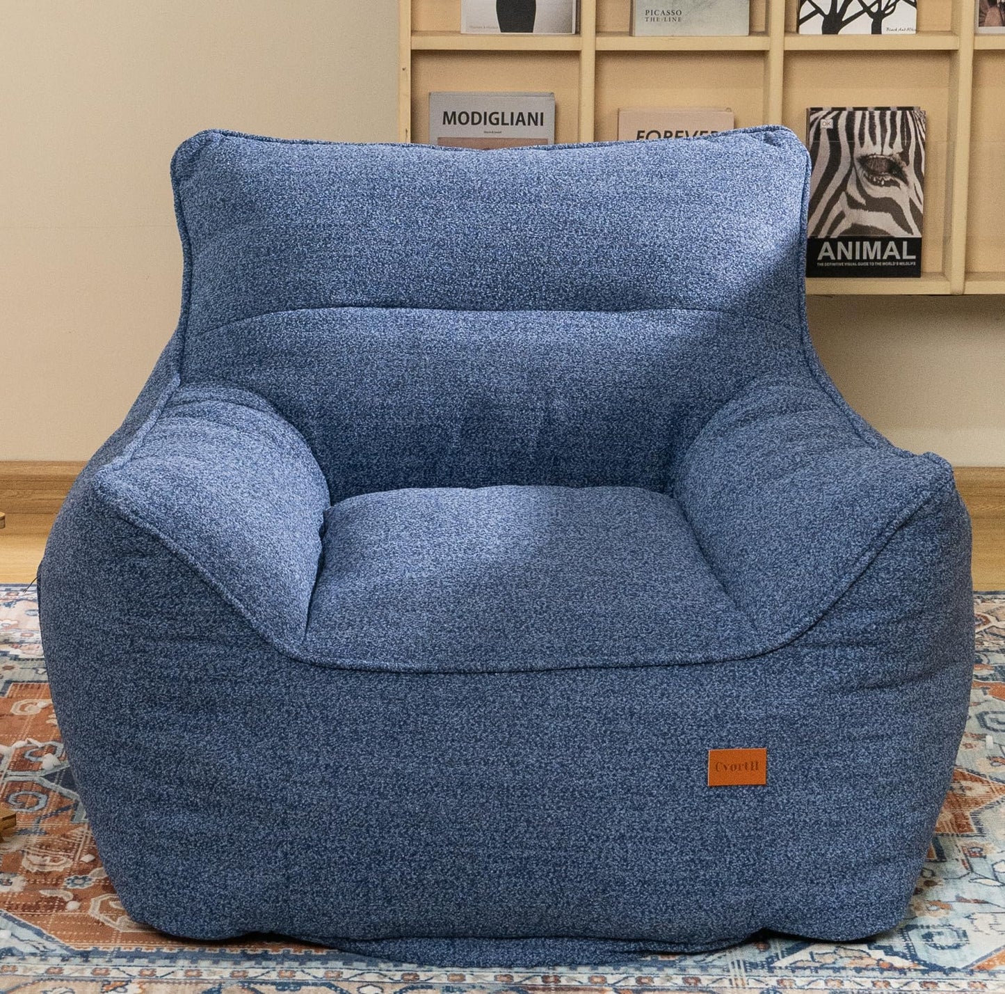 Cvortll Bean Bag Chair for Adults, Comfy Tufted Bean Bag Chair Sofa with Armrests, Lazy Beanbag Chair with Foam Filler Stuffed Bean Bag Couch Sofa for Reading in Bedroom, Living Room and Dorms