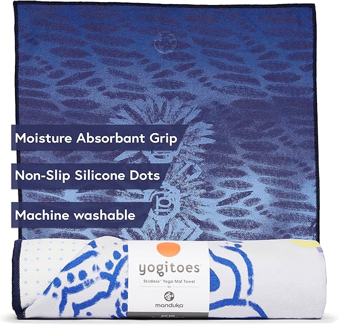 Manduka Yogitoes Hot Yoga Mat Towel - 71" | Moisture Activated Grip | Patented Silicone Nubs | Highly Absorbent, Durable & Easy Care | Made from Recycled Materials | 71 x 24 Inches