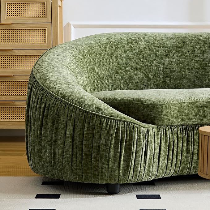 KEIKI 92" Oversized Curved Shaped Upholstered Modular Sectional Sofa, Minimalist 4-Seater Couch with Seat Cushions and Ergonomic Backrest, No Assembly Required, for Apartment, Living Room, Green