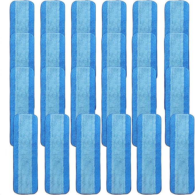 24 Pack Microfiber Cleaning Pads for Bona Mop, Reusable Microfiber Mop Pads for 18 Inch Mop, Hardwood Floor Replacement Cleaning Mop Pads, Machine Washes