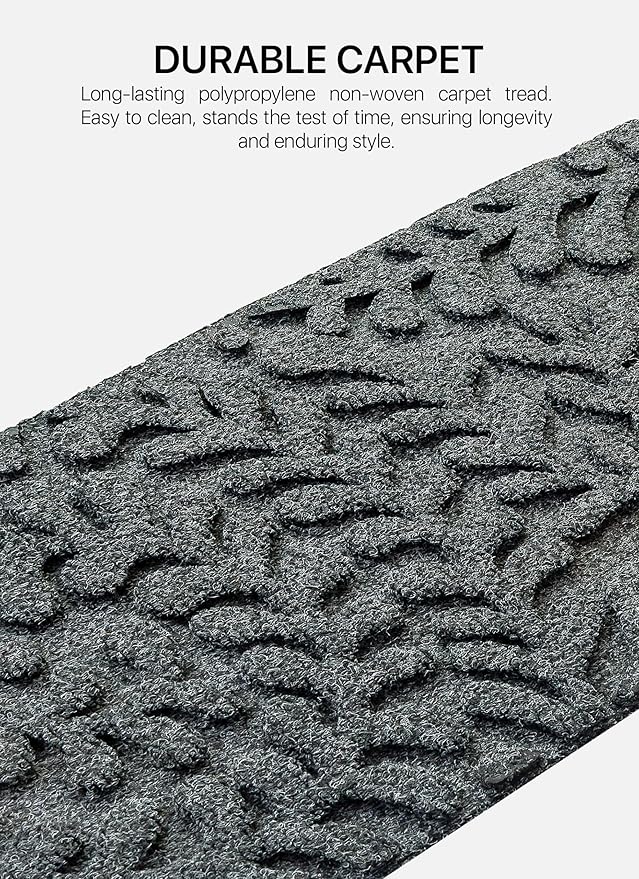 Outdoor Stair Treads Non-Slip 35”x10” (6-Pack) – Carpet Treads with Rubber Backing Floral Grey