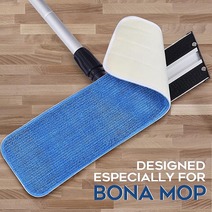 Matthew 18'' Microfiber Spray Mop Replacement Pads Heads for Wet Dry Reusable Mops Floor Home Commercial Cleaning Refills, Machine Washable Fits Compatible with Bona Mop&Most Spray Mops Blue (6 Pack)