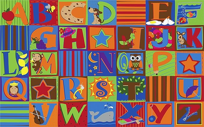 KIDCARPET.COM Letter Seating Educational Rug, 4' x 6' Rectangle, Classroom Rug for Kids | Alphabet Classroom Carpet Seating Rug | Learning Carpet for School | Area Rugs for Kids
