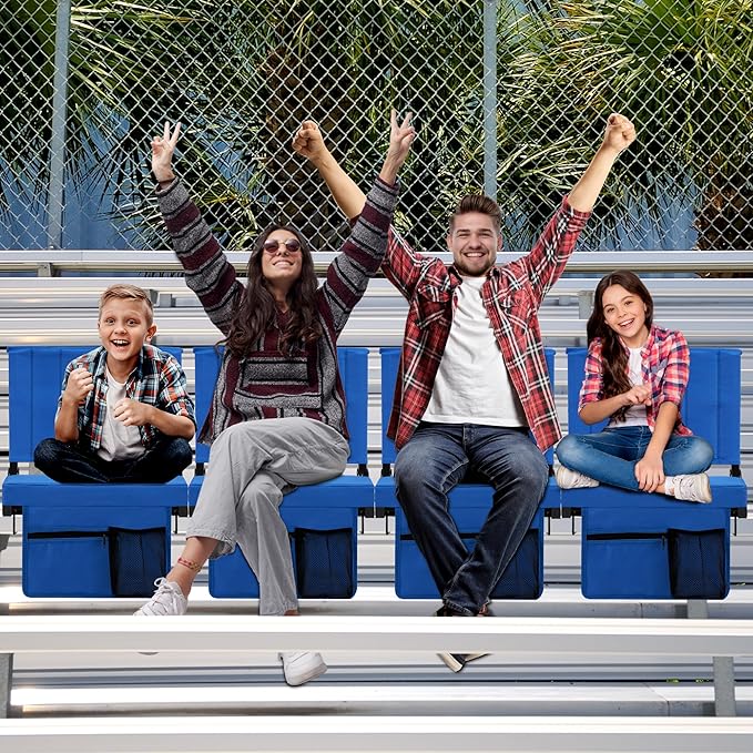 Halituny Stadium Seat for Bleachers with Back Support, Portable Bleacher Seat with Wide Comfy Padded Cushion, Metal Hook, Folding Stadium Chair with Shoulder Strap, Carry Handle, Cup Holder