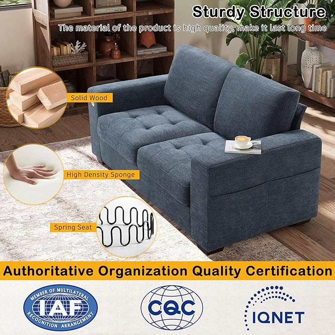 Hanherry 70" Loveseat Sofa for Living Room, Modern Comfy Couch with Medium Firm Seat Cushion, Removable Cover,Wide Armrest,USB/Type-C Port,Chenille Fabric Couches for Small Space,Apartment,Bedroom