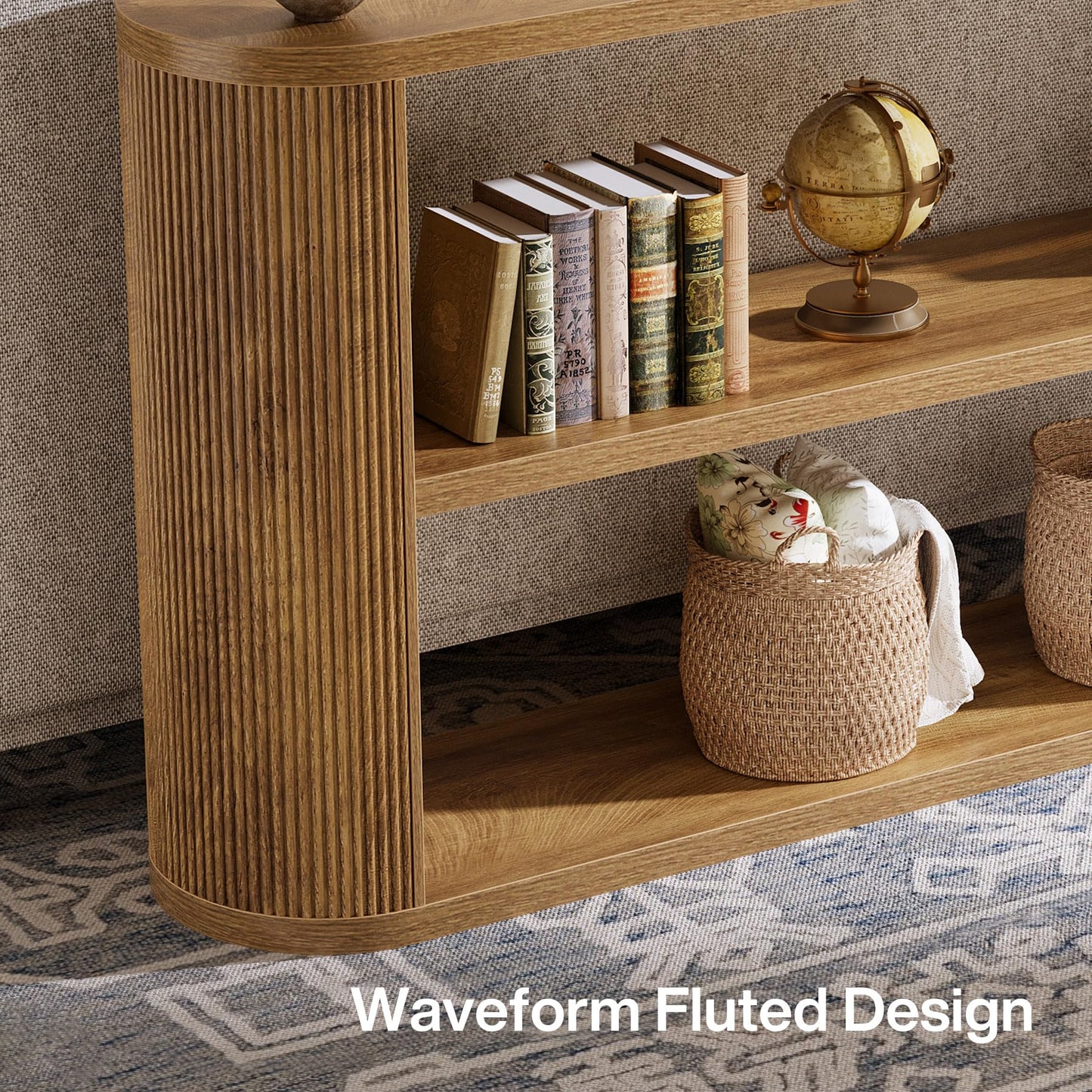 Tribesigns 63-Inch Console Table, Farmhouse Entryway Table with 3-Tier Open Shelves, Narrow Wooden Behind The Couch for Entryway, Living Room, Hallway