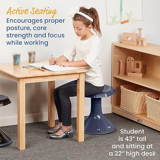 ECR4Kids ACE Active Core Engagement Wobble Stool, 15-Inch Seat Height, Flexible Seating, Navy