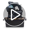 Amootek Tabletop Fountain Rotating Ball Rock Waterfall Fountain Office Includes Many Natural River Rocks Decorated with Co...