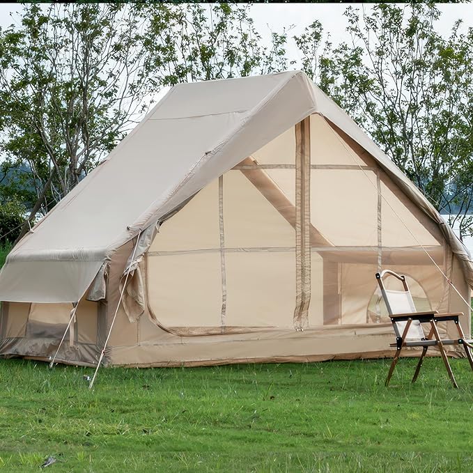 Mordern Outdoor Inflatable Tent with Pump for 4-6 Person - Easy Setup, 4 Season Waterproof, Large Space, 12 Mesh Windows B...